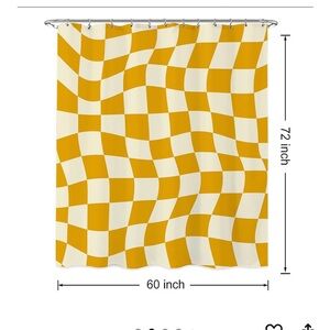 Yellow and White Checkered shower curtain